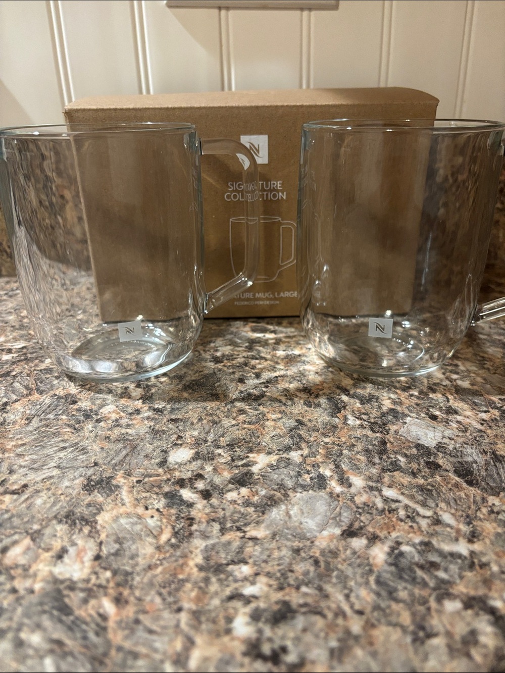 Nespresso Signature Glass Mugs Large - Set of 2 New In Box